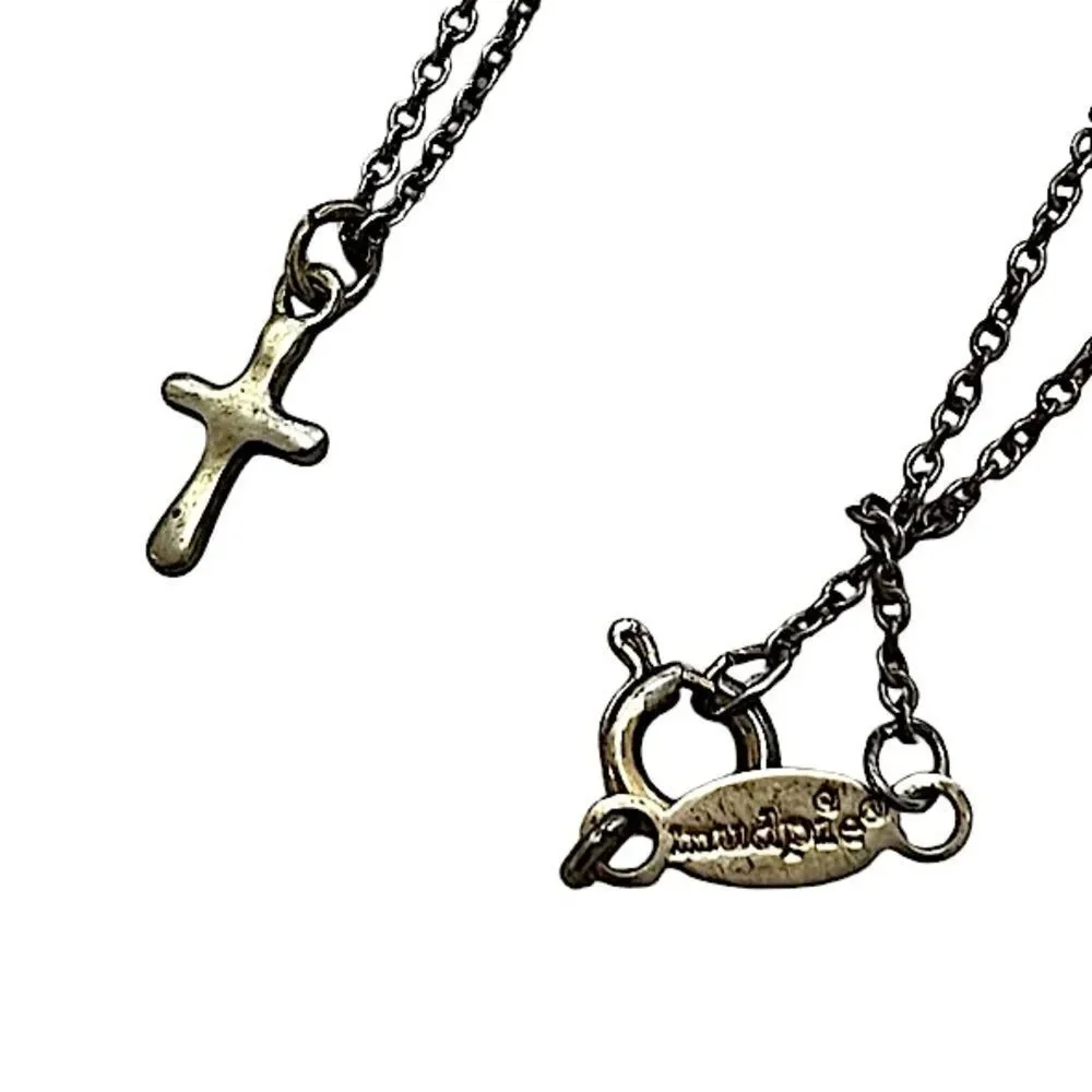 2 Sterling Silver Children’s Necklaces - Cross & Colorful Flower Pendants